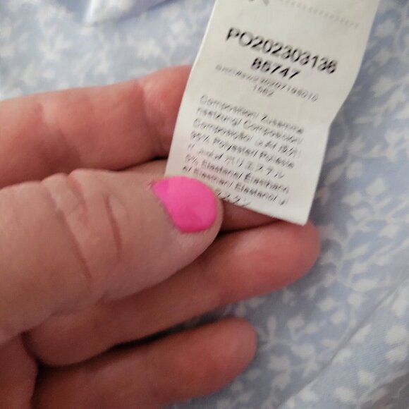 Blue Floral Dress Size S Back Zip Cottage Core Puffed Short Sleeve Off Shoulders - Picture 8 of 16